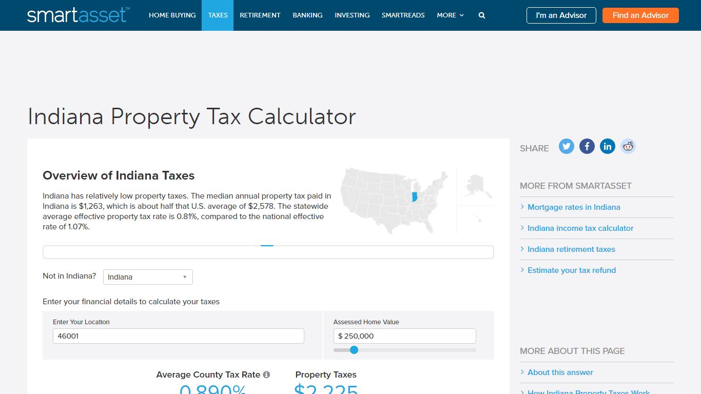 Indiana Property Tax Calculator - SmartAsset